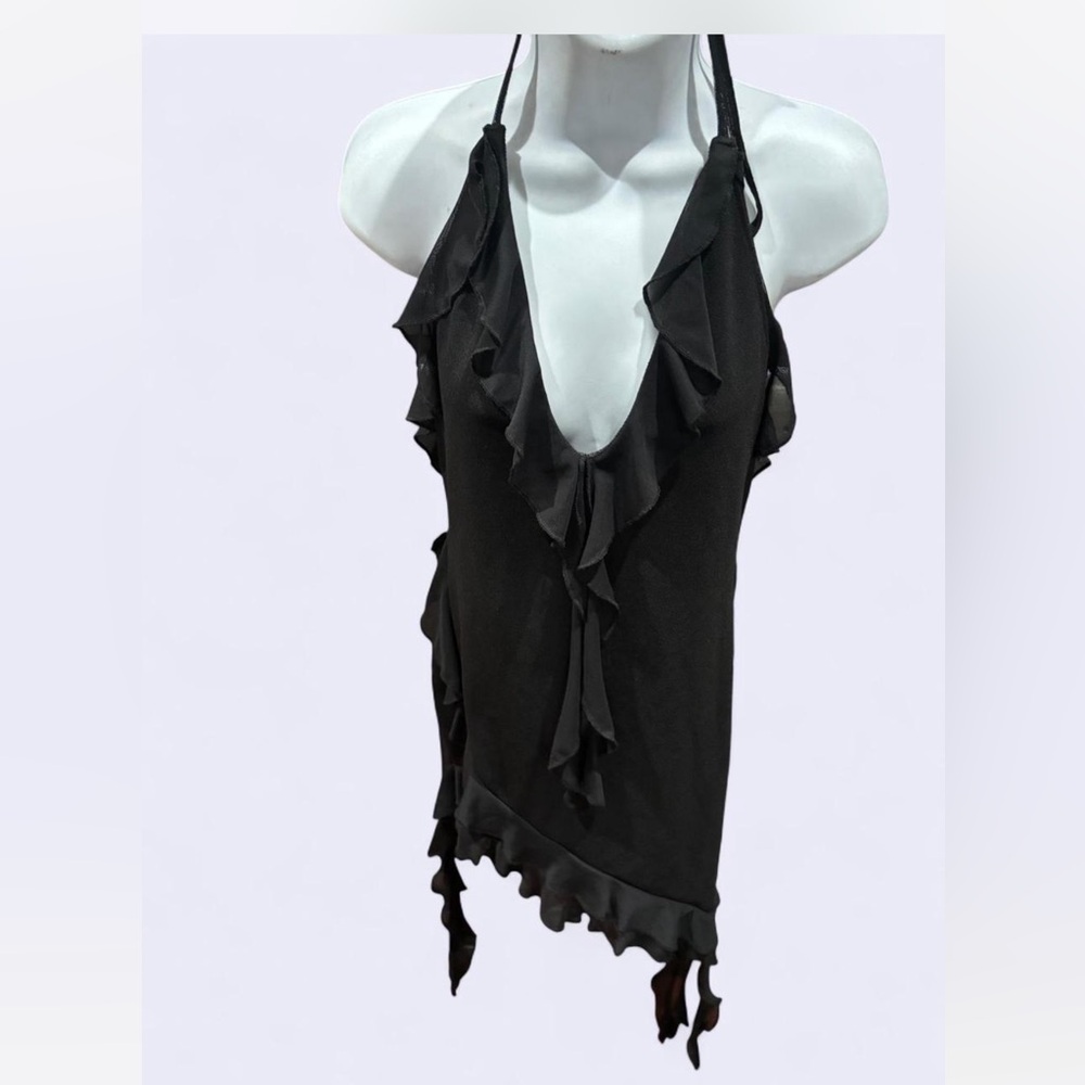 Elegant Black and Pink Ruffle Dress